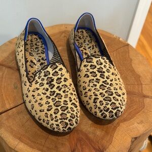 Brown and Black Animal Print Loafers with Suede Finish